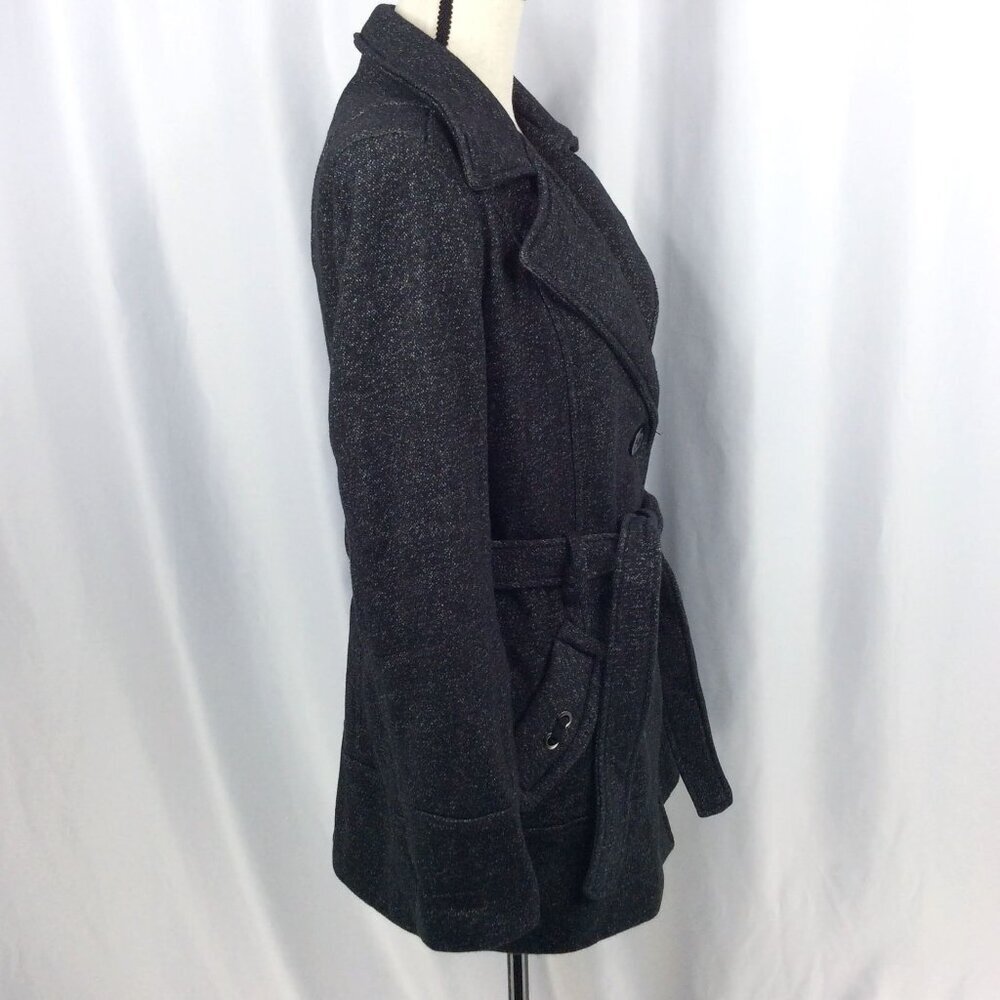 Liz Claiborne Women's Belted Knit Jacket Size Medium Black‎ Button Down - Picture 2 of 11